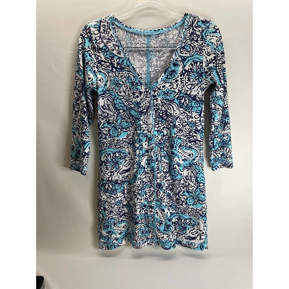 Lilly Pulitzer Juliet Dress Hippy Hippy Shake Shorely Blue Pima Size Small
